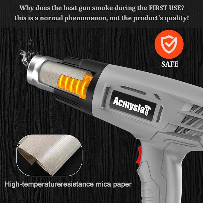 Heat Gun, Variable Temperature Settings 572℉~932℉, Heat Hot Air Gun Overload - Image 7