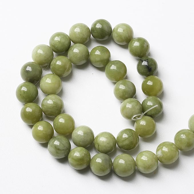 72PCS 10mm Natural Chinese Green Jade Beads Gemstone Round Loose Beads - Image 5