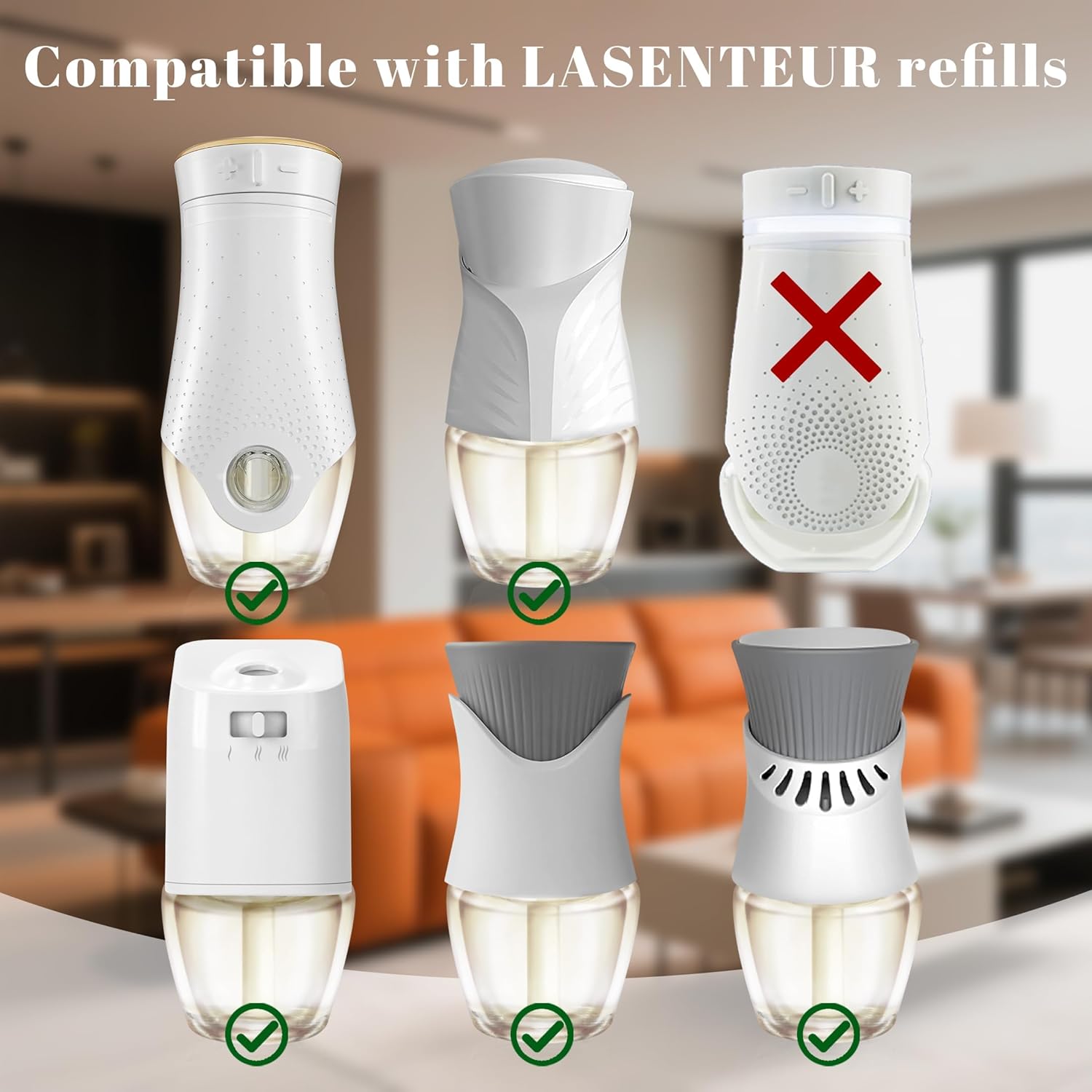 Plug-in Air Freshener Refills - Hawaiian Jasmine Cotton Scented Essential Oil Refills 6 Count Long-Lasting Fragrance - For Room and Bathroom, Compatible with Air Wick,Compatible with Glade