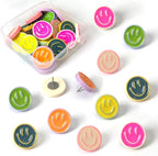 24 Smiley Face Decorative Push Pins, Cute Bulletin Board Push Pins, Thumbtacks by KEYDUACU