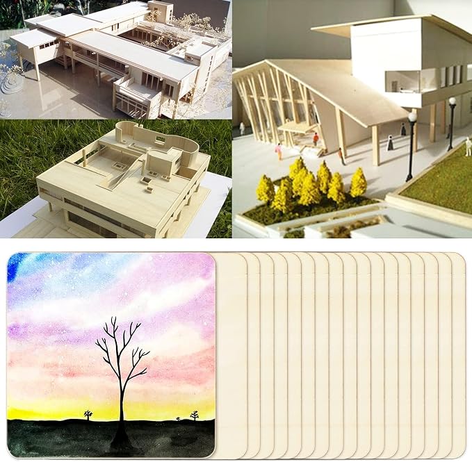 TKOnline 25Pcs 6 x 6 x 1/10 Inches Unfinished Basswood Sheets - Image 7