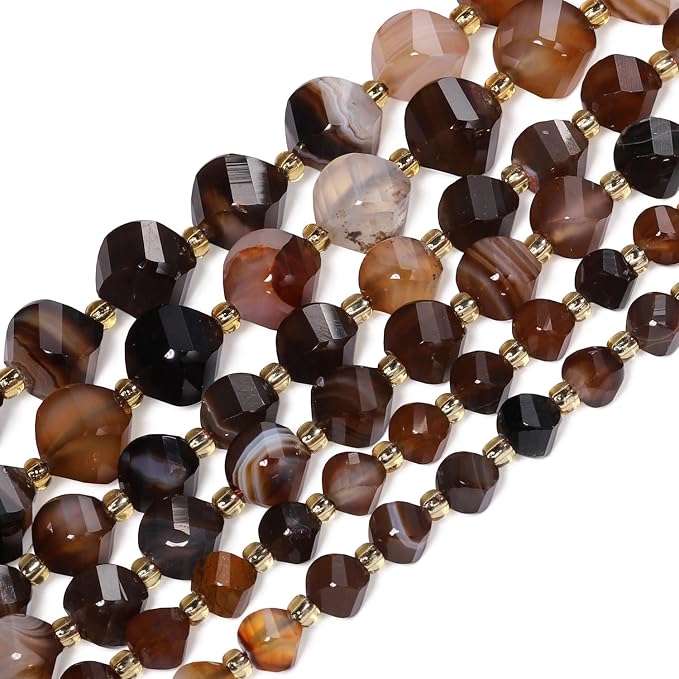 42pcs Natural Brown Striped Agate Stone Beads - Image 6