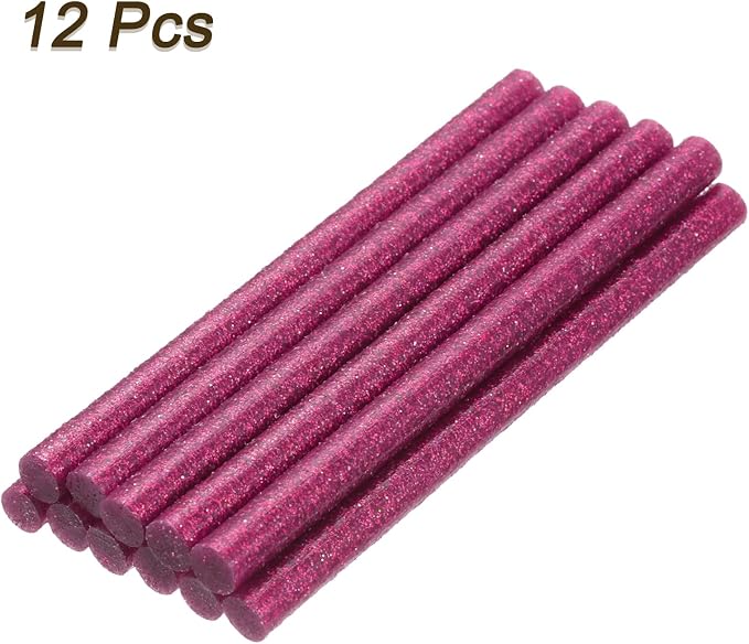 uxcell Mini Hot Glue Sticks for Glue Gun 7mm x 100mm Glitter Rose Red 12pcs - Image 3
