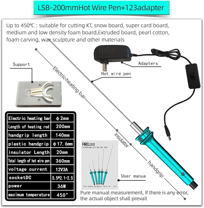 FIRElood Hot Wire Pen, Electric Hot Wire Cutter Pen 20cm, Styrofoam Cutting Hot - Image 2