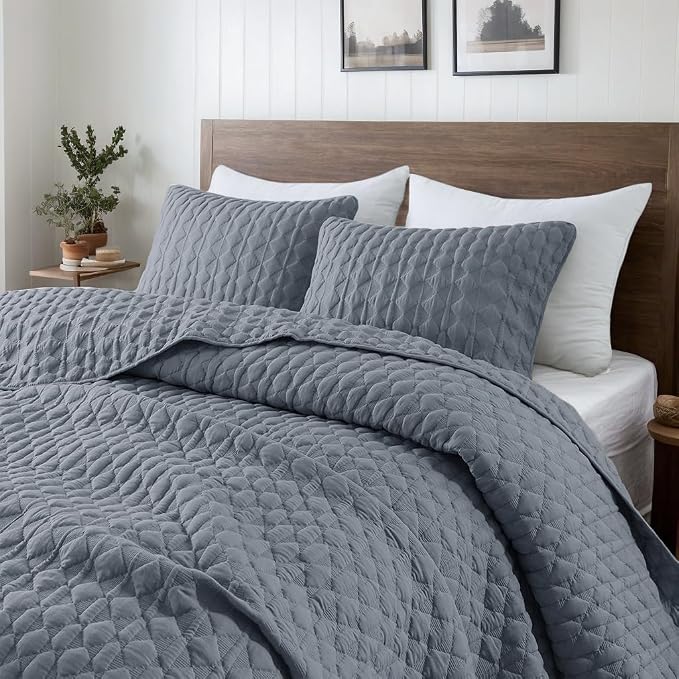 WDCOZY Blue Quilts Queen Size Bedding Sets by WDCOZY