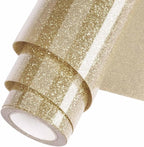 Champagne Glitter HTV Heat Transfer Vinyl Roll 12inch x 10 ft by WOOGLITTER