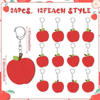 RattanView 24 Pcs Apple Craft Color Your Own Keychains DIY Craft Wooden Blank - Image 2