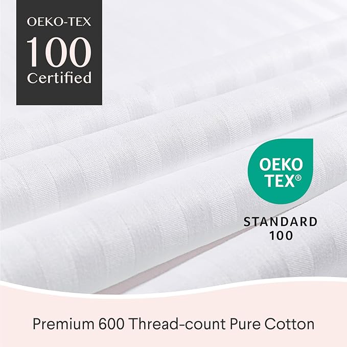 FAUNNA 600TC 100% Cotton Pillow Protectors, King Size, 2 Pack, Oeko-TEX - Image 2