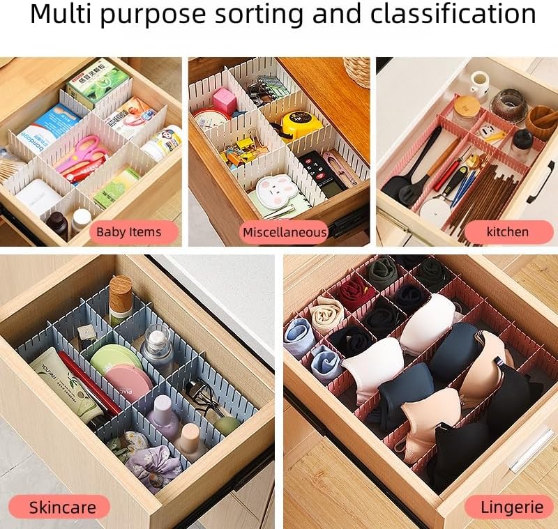 4 inches Adjustable Drawer Divider Kit – 4 Pack (White Only) – DIY Expandable Organizer for Small Drawers, Office,Kitchen, Bathroom