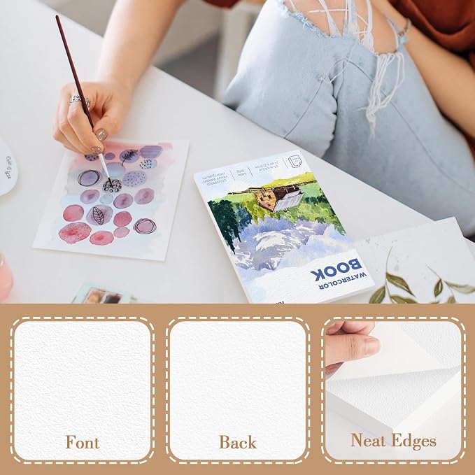 Watercolor Paper Pad, 9x12 140lb/300g Water Color Paper, 20 Sheets Cold Press - Image 4