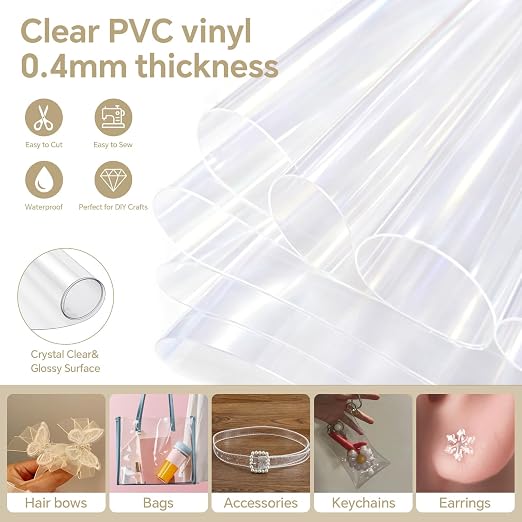 Clear Vinyl for Sewing, Transparent PVC Vinyl roll 12" x 48", 0.4mm Clear Vinyl - Image 4