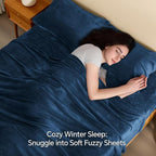 BEDELITE Flannel Sheets Queen Size Navy - Image 3