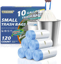 10 Gallon Trash Bags with Drawstring - 120 Count Heavy Duty 1.2 Mil Garbage Bags 38 Liter Unscented White Kitchen Bin Liners for Home & Office