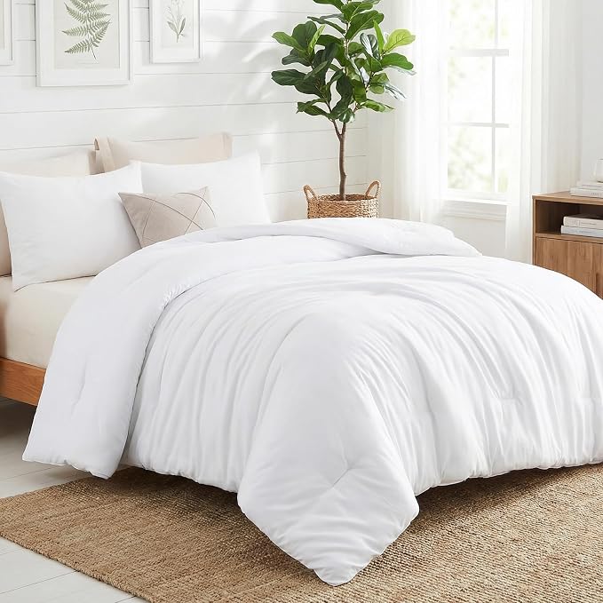 CozyLux Oversized King Comforter Set White, 3 Pieces 120x98 Solid Breathable - Image 9
