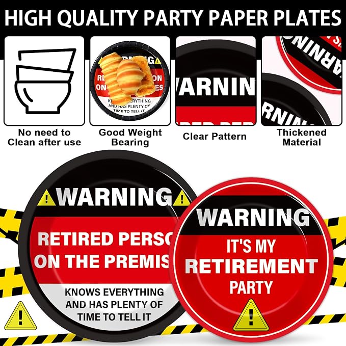 Qyeahkj 100 Pcs Funny Happy Retirement Party Supplies Caution Retirement Paper - Image 3