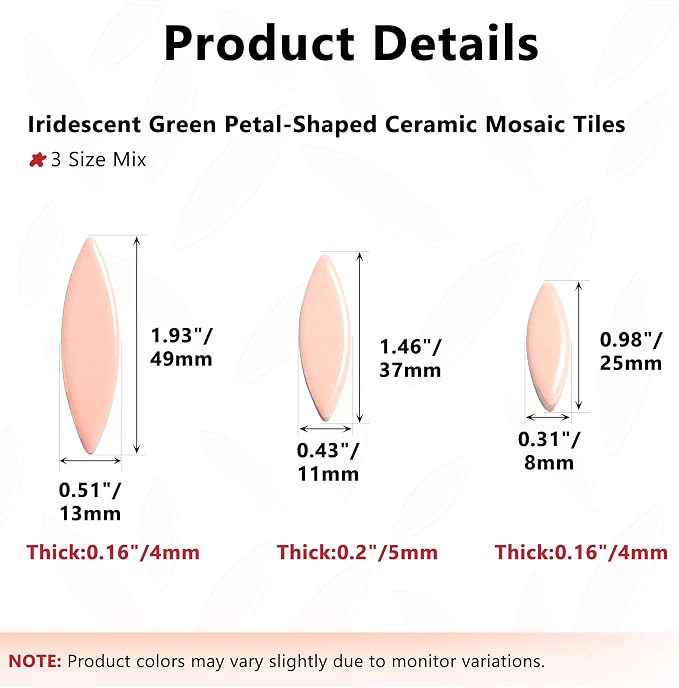 Yoption Petal Mosaic Tiles for Crafts, 200g Flower Leaf Ceramic Tiles Pieces - Image 6
