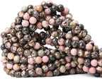 60PCS 6mm Natural Black Line Rhodochrosite Gemstone Smooth Round Loose Beads by CHEAVIAN