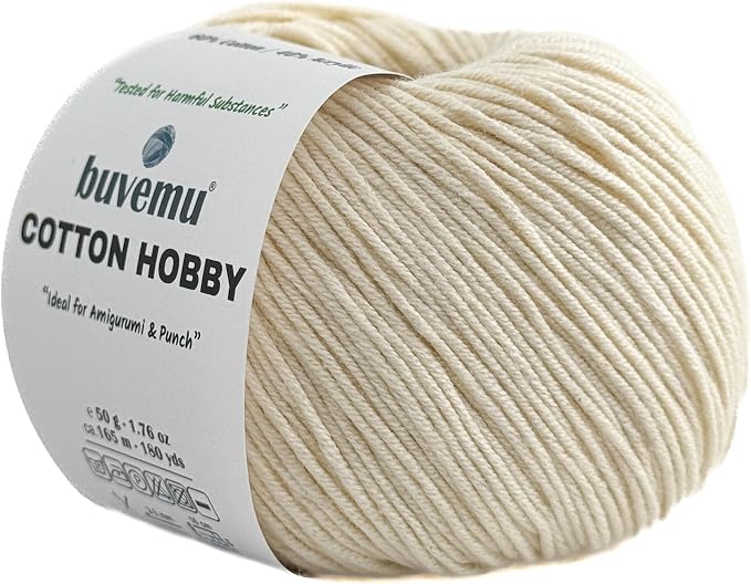 Cotton Hobby Yarn for Amigurumi Crochet & Knitting | 1.76 oz / 180 yds by buvemu