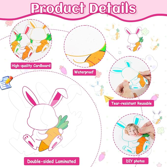 60pcs Easter Bunny Theme Cutouts Easter Bulletin Board Decorations Spring - Image 3