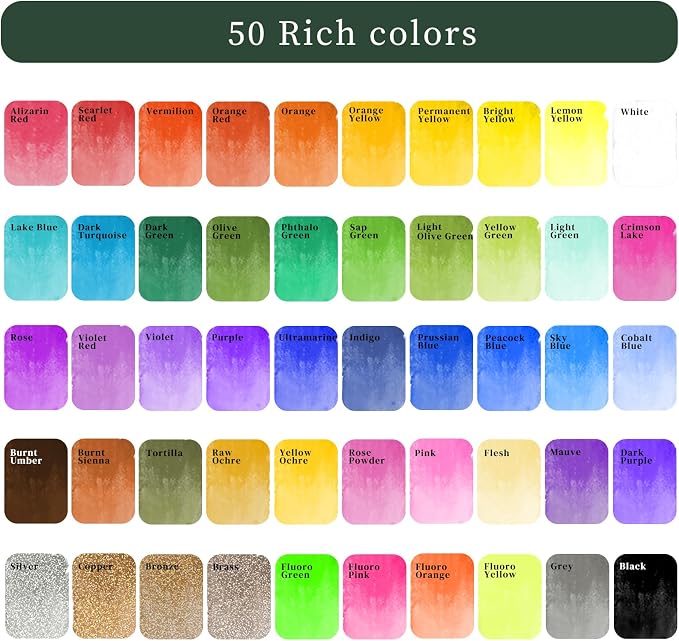 Artecho Watercolor Paint Set 50 Colors, Travel Watercolor Set - Image 2