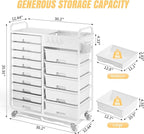 Rolling Storage Cart with 14 Drawers, Storage Organizer Cart with Tabletop and - Image 3