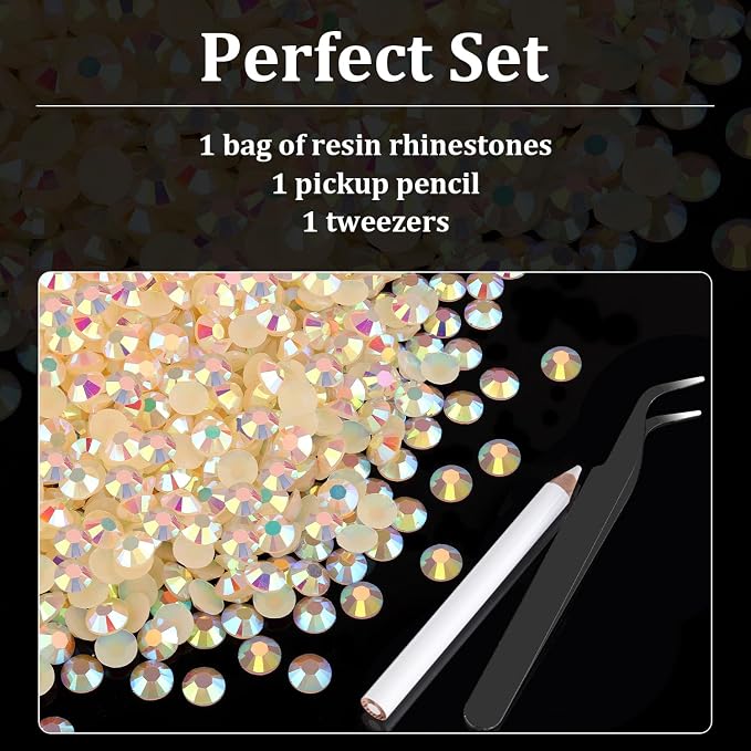 1500pcs 6mm Resin Rhinestones Bulk, Light Yellow AB Flatback Round Jelly - Image 4