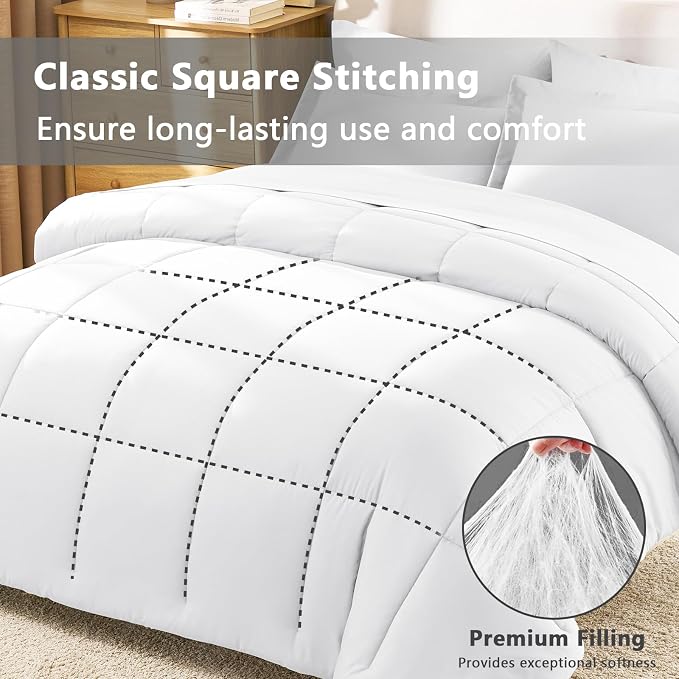 CozyLux Oversized Queen Comforter Sets White, 7 Pieces Bed in a Bag, 98x98 Box - Image 4