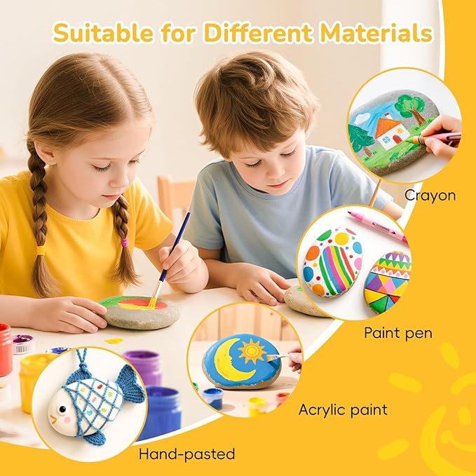 Simetufy 15 Pcs Large Rocks for Painting, 4-5 Inch River Rocks Painting Stones - Image 5