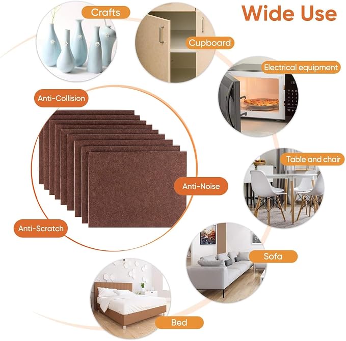 Furniture Pads 10 Pieces Self Adhesive Furniture Felt Pads, Anti Scratch - Image 6
