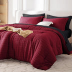 MUXHOMO 7 Pieces King Comforter Set, Seersucker Bed in a Bag King Size by MUXHOMO