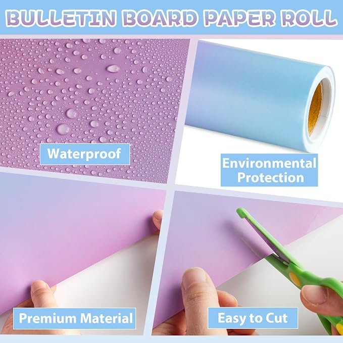 Qyeahkj 17.7in x 20ft Bulletin Board Paper Roll Bulletin Board Background Paper - Image 3