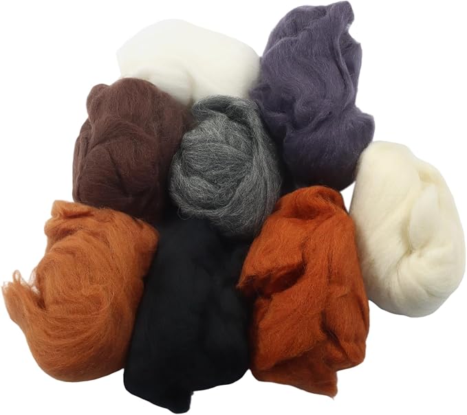 Needle Felting Wool Set, 8 Colors, 2.8 Oz Total, Roving Yarn, DIY Hand Spinning - Image 2