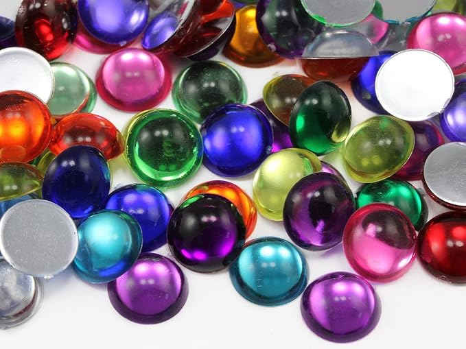 Allstarco 11mm Silver Flat Back Acrylic Round Pearl Cabochons Plastic - Image 4