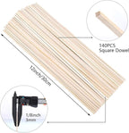 140 Pcs Balsa Wood Sticks, 1/8 X 1/8 X 12 in Square Dowel Rods | Smooth - Image 2