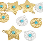 Sun Star Synthetic Turquoise Stone Charms Bohemian Style Charm | 9Pcs Gold - Image 7