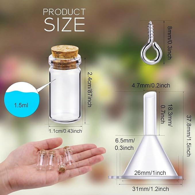 Yungyan 50 Pieces Small Mini Glass Bottles Jars - Image 2