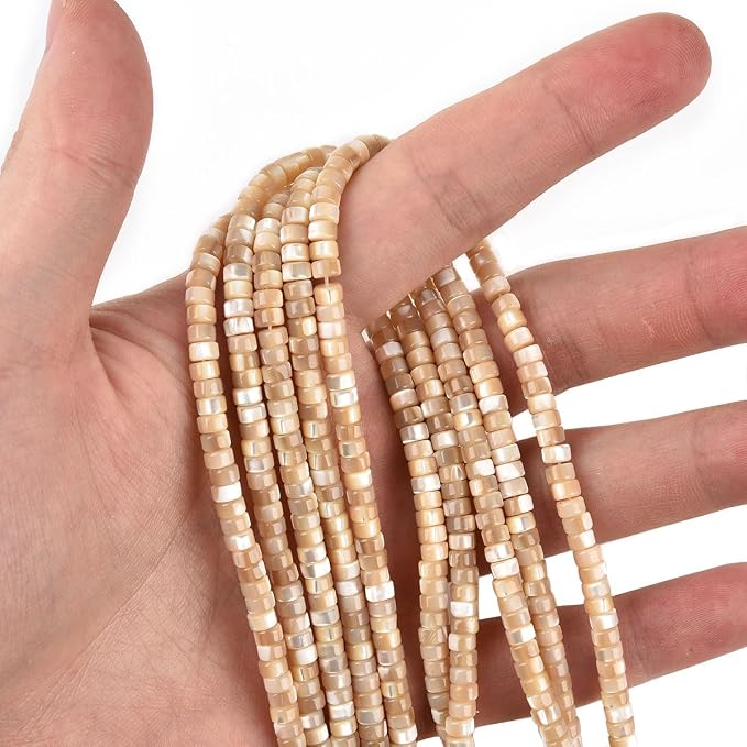 160pcs 4x2mm Natural Brown Mother of Pearl Shell Heishi Disc Flat-Rondelle - Image 4
