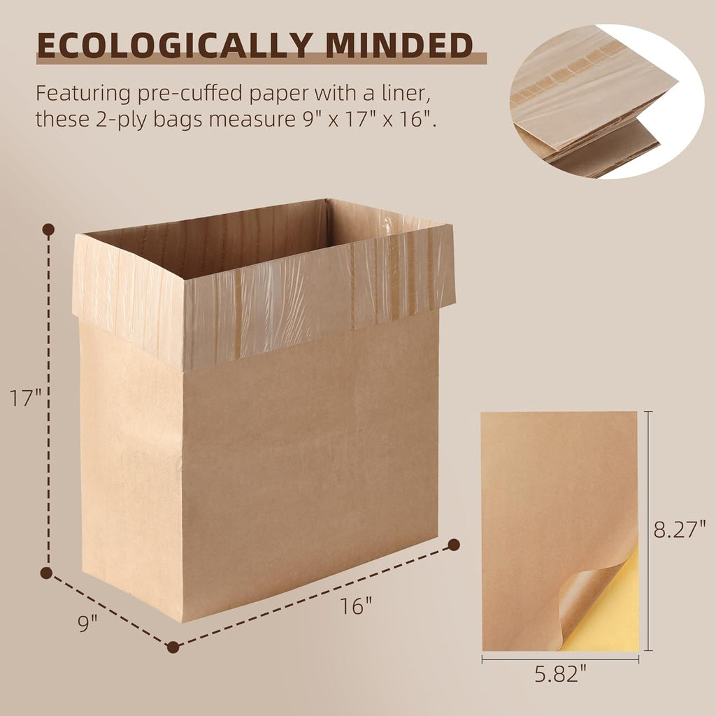 (15-Pack) Calvana Super Strong Compactor Bags, Heavy-Duty Kitchen Paper Trash Bags with Leak Proof Plastic Liner, Fits GE Model Compactors with Rectangular Containers, Includes 15 Sticker Seals