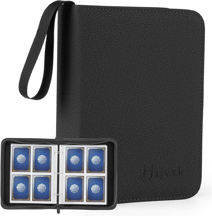 4 Pocket Card Binder for 400 Cards, Premium PU Zipper Card Collection Album by Hijvxk