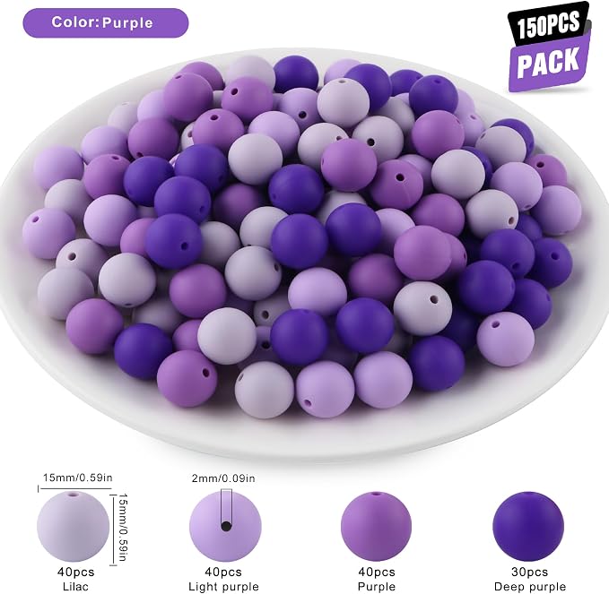150Pcs Silicone Beads 15mm Mix Color, Bulk Silicone Beads 15mm - Image 2