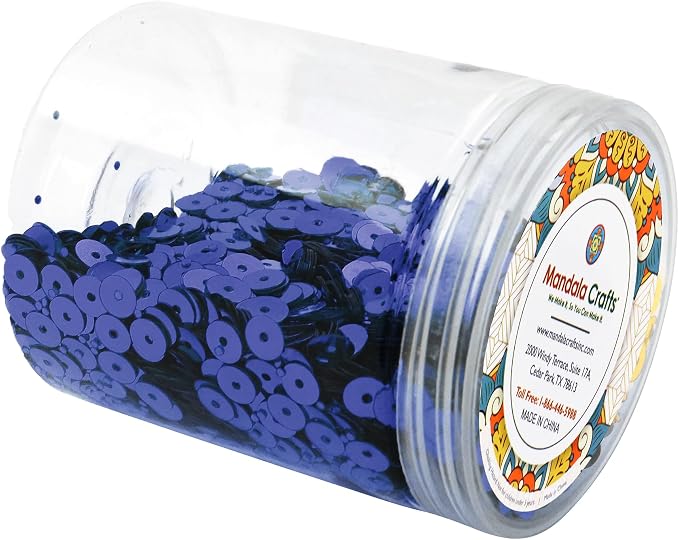 Mandala Crafts 6mm Flat Round Navy Blue Sequins - Image 4