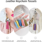 120 Pack Leather Keychain Tassels Charms Silver White Cap Multicolor Tassels - Image 4