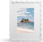 8x10 Picture Frame with Mat for 5x7, Wavy Edge Wooden Real Glass Photo Frame by THKRLOF