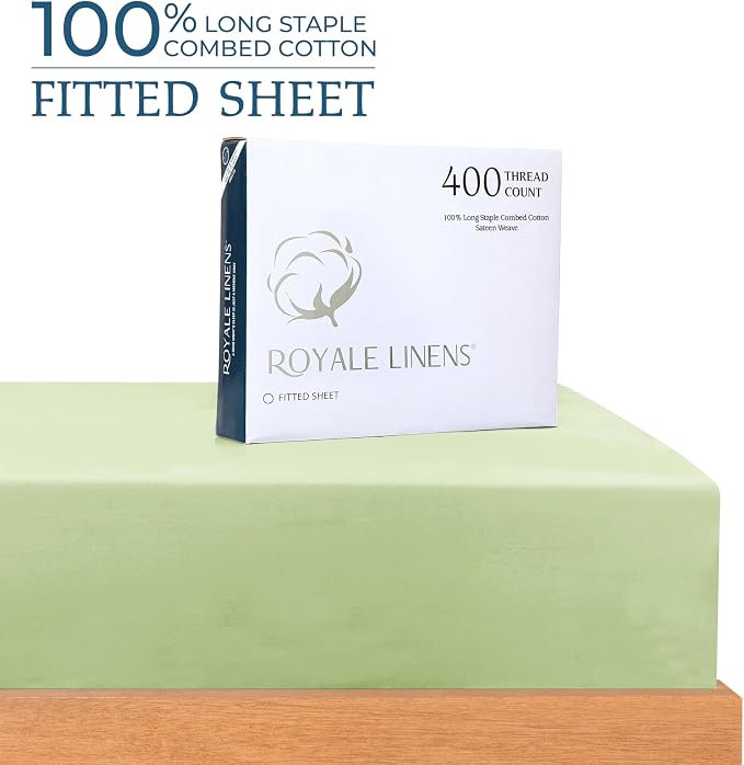 Royale Linens 400 Thread Count 100% American Grown Cotton Fitted Sheet King Size - Image 2