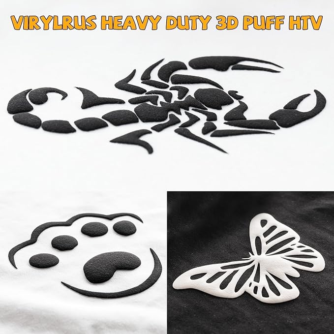VinylRus Puff Heat Transfer Vinyl-12” x 5ft White Heavy Duty Puff Iron on Vinyl - Image 7
