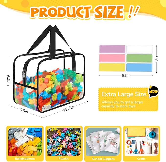 8 Packs Black Widen X-Large Toy Storage Bags 12.6×9.25×6.9In - Image 2