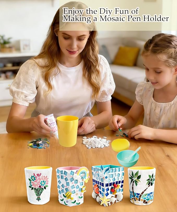 YUCHIYA DIY Glass Mosaic Pen Holder Craft Kit - Image 4