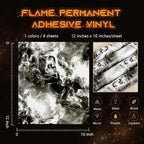Tintnut Flame Pattern Permanent Vinyl 8 Sheets 12x10in White Adhesive Vinyl | - Image 2