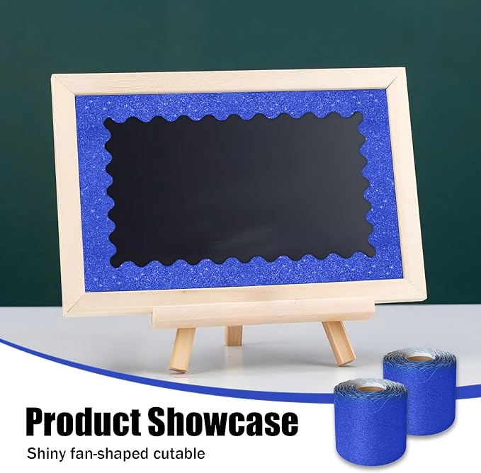 70Ft Shine Deep Blue Bulletin Board Borders，Scalloped Poster Boards Decorations - Image 8