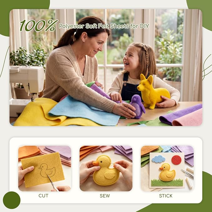 16 Pcs 8x18in Soft Felt Fabric Sheets, 16 Assorted Macarone Colors Felt Pack - Image 6